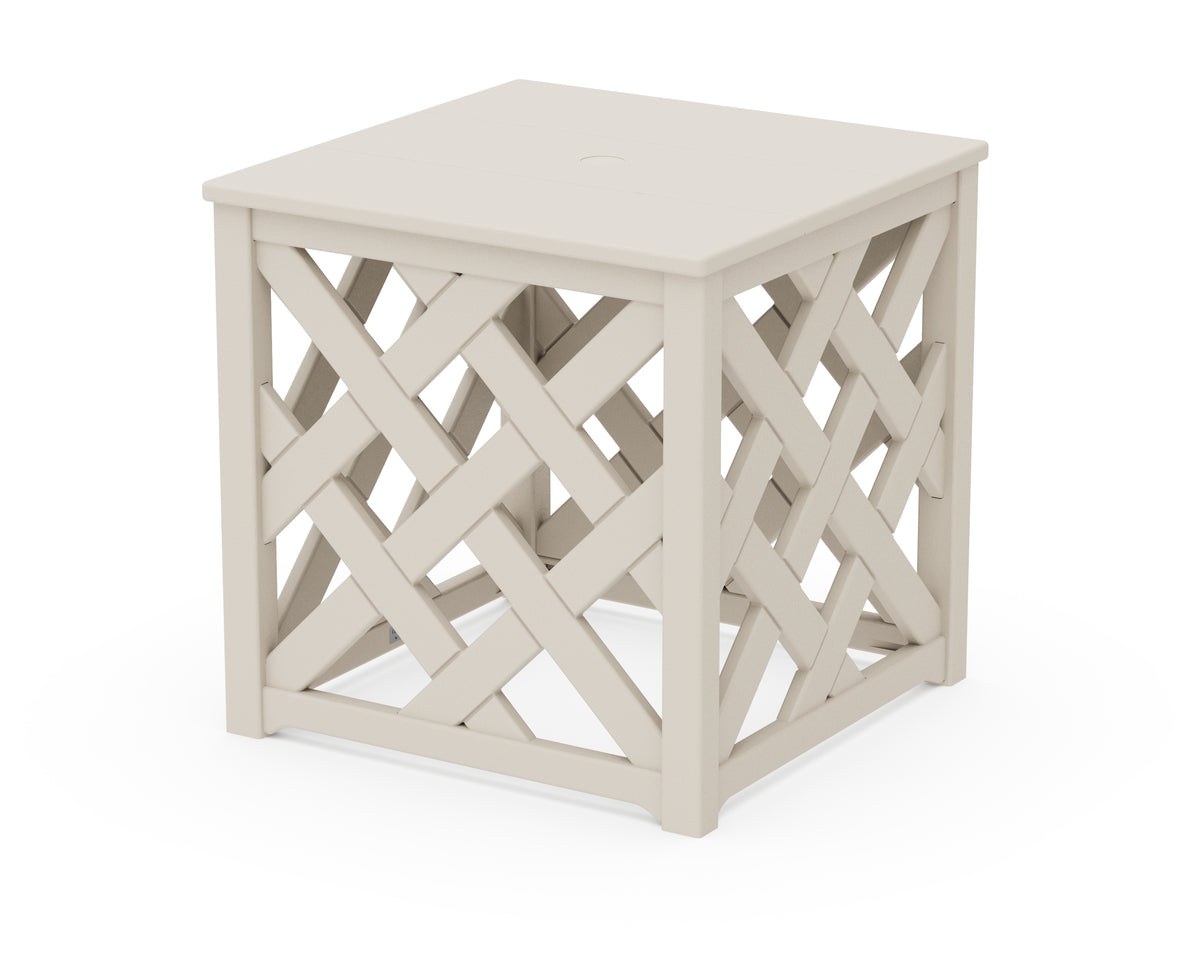 POLYWOOD Wovendale Accent Umbrella Table in Sand