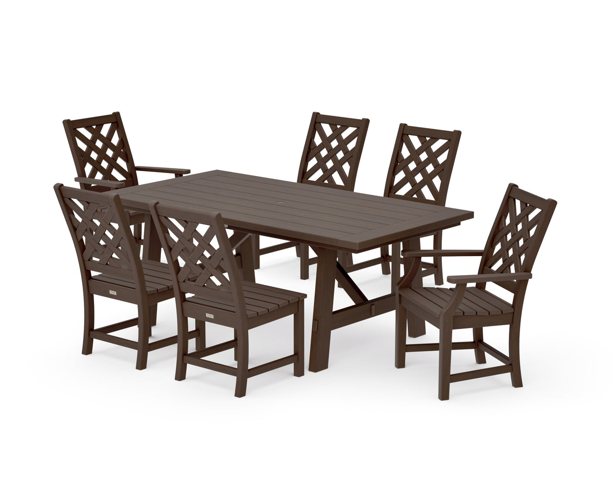 POLYWOOD Wovendale 7-Piece Rustic Farmhouse Dining Set in Kona