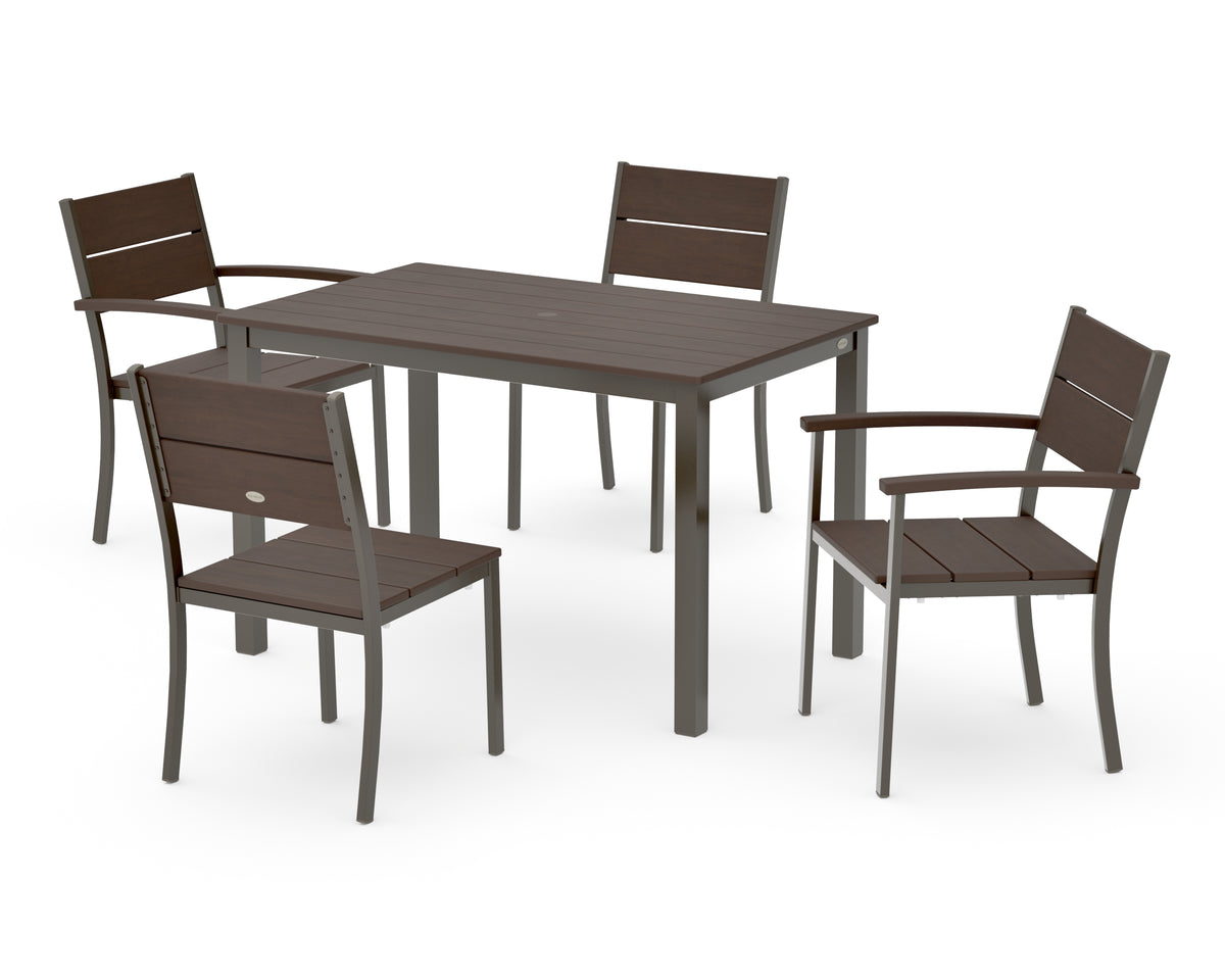 POLYWOOD Main Street 5-Piece Dining Set with Main Street 30 x 48 Dining Table in Bronze / Kona