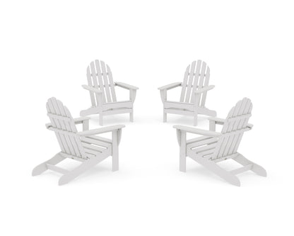 POLYWOOD 4-Piece Classic Adirondack Conversation Set in Vintage White