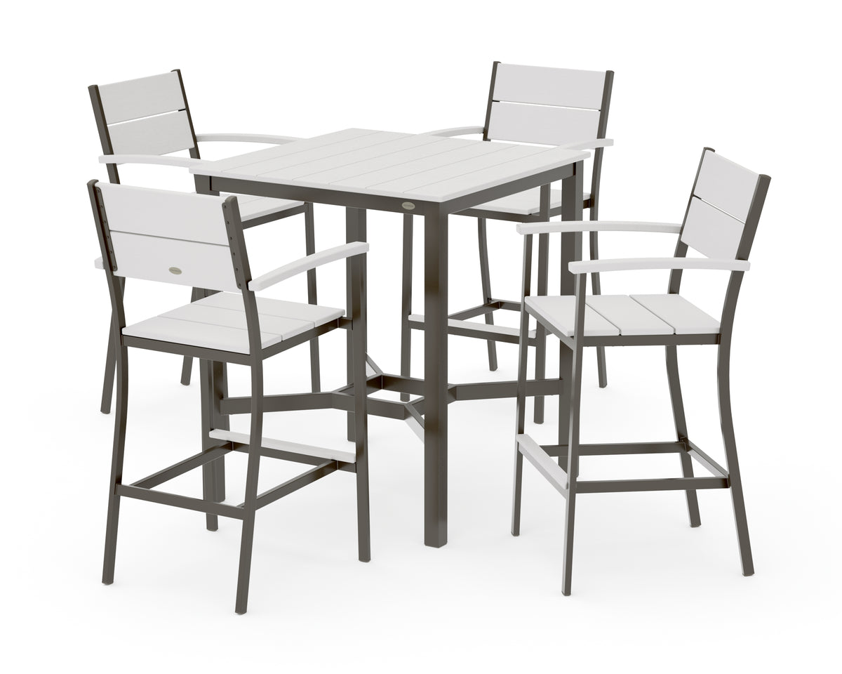 POLYWOOD Main Street 5-Piece Bar Set in Bronze / Vintage White