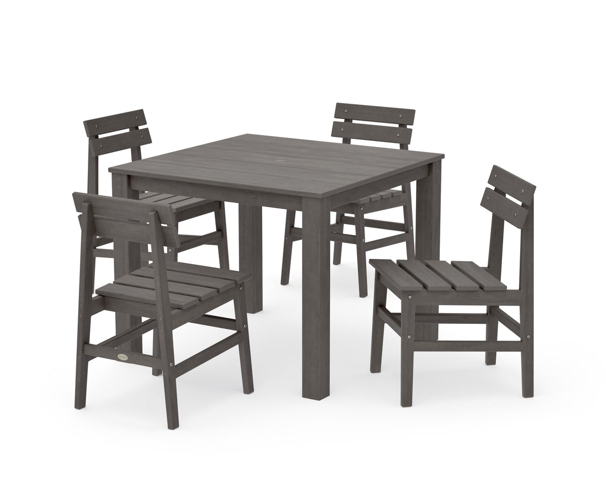 POLYWOOD Modern Studio Plaza Chair 5-Piece Parsons Dining Set in Driftwood