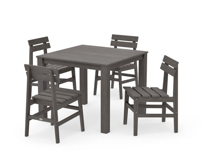 POLYWOOD Modern Studio Plaza Chair 5-Piece Parsons Dining Set in Driftwood