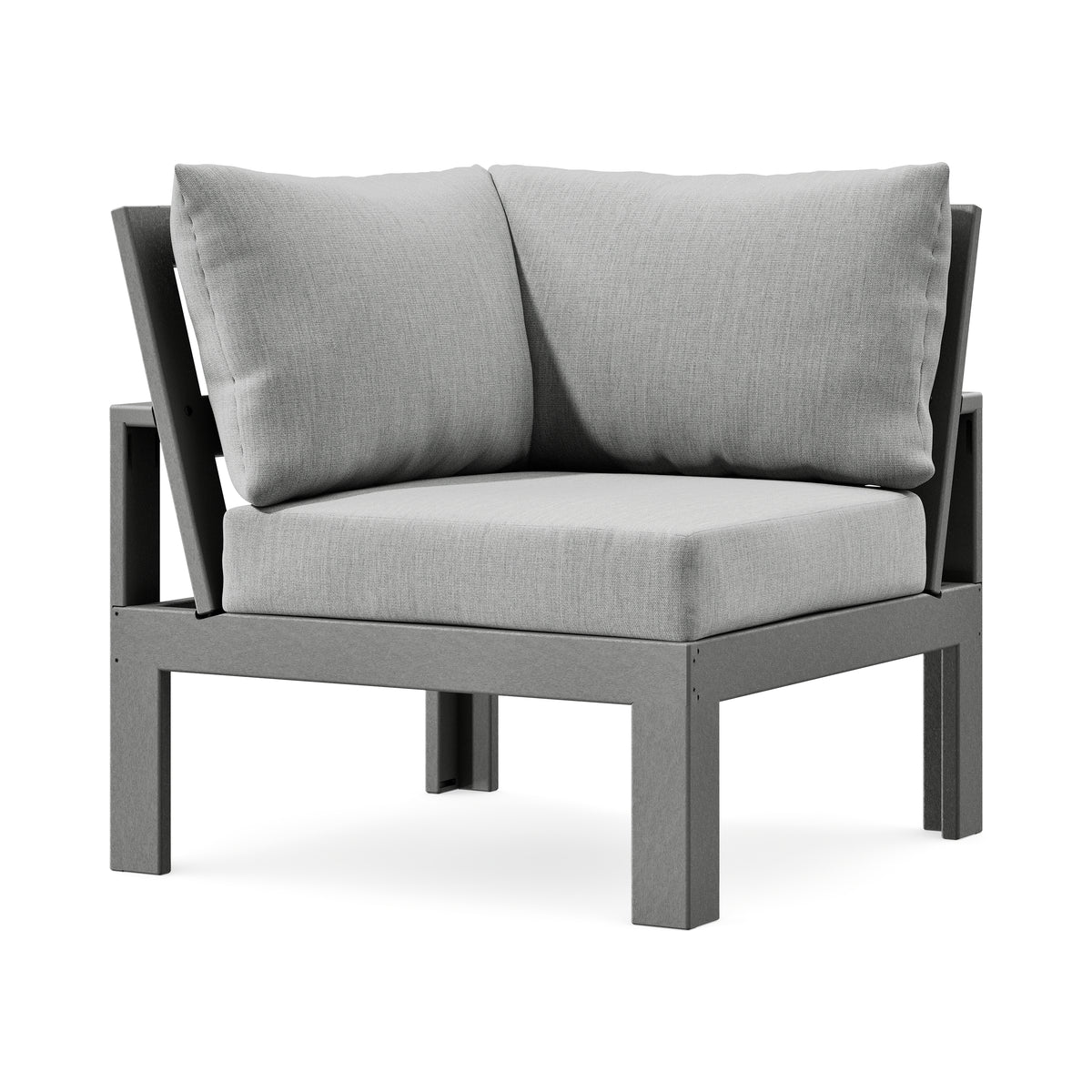 POLYWOOD Modular Corner Chair in Slate Grey / Granite