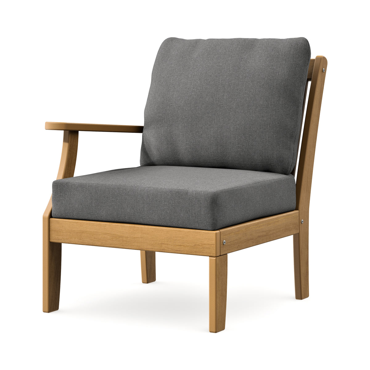 POLYWOOD Braxton Modular Left Arm Chair in Natural / Ash Charcoal