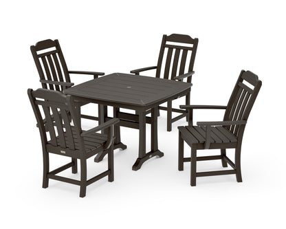 POLYWOOD Cottage 5-Piece Dining Set with Trestle Legs in Vintage Coffee