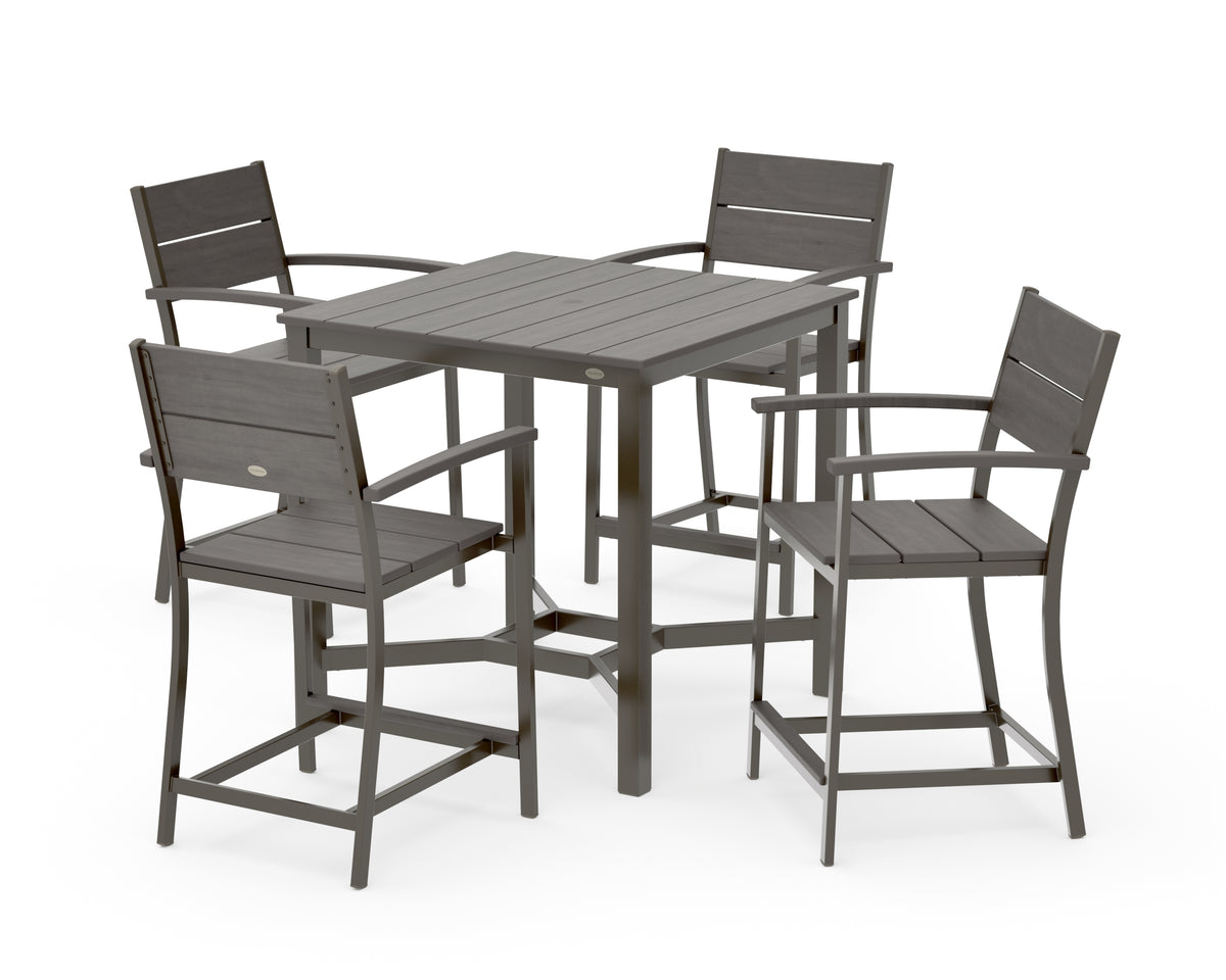 POLYWOOD Main Street 5-Piece Counter Set in Bronze / Driftwood