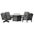 POLYWOOD Braxton 5-Piece Deep Seating Set with Fire Table in Black