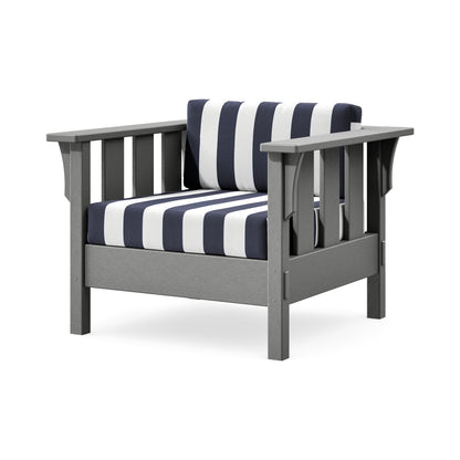 POLYWOOD Acadia Deep Seating Chair in Slate Grey / Cabana Stripe Navy