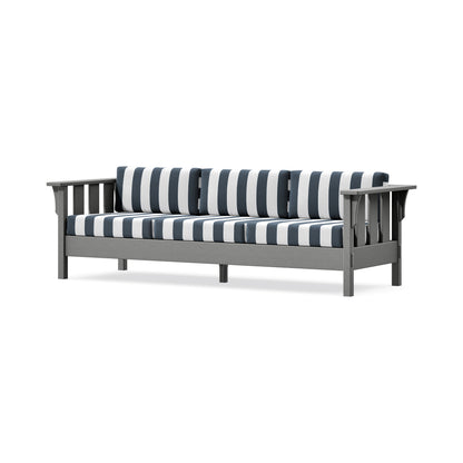 POLYWOOD Acadia Deep Seating Sofa in Slate Grey / Cabana Stripe Marine Indigo