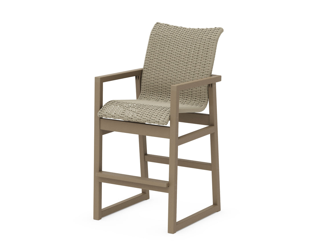 POLYWOOD EDGE Woven Bar Arm Chair in Vintage Sahara / Dune Grass
