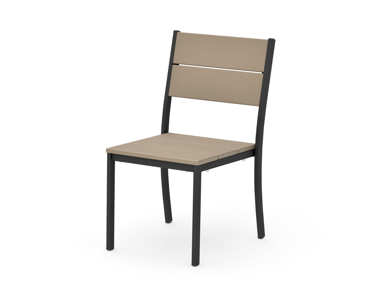POLYWOOD Main Street Stacking Dining Side Chair in Black / Vintage Sahara