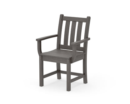 POLYWOOD Traditional Garden Dining Arm Chair in Driftwood