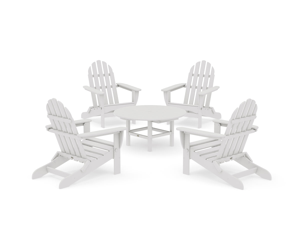 POLYWOOD Classic Folding Adirondack 5-Piece Conversation Group in Vintage White