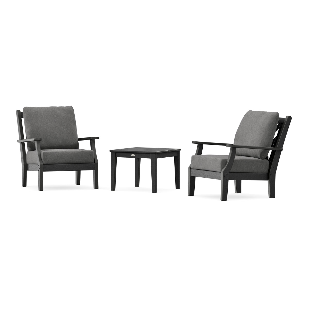 POLYWOOD Country Living Wovendale 3-Piece Deep Seating Set in Black