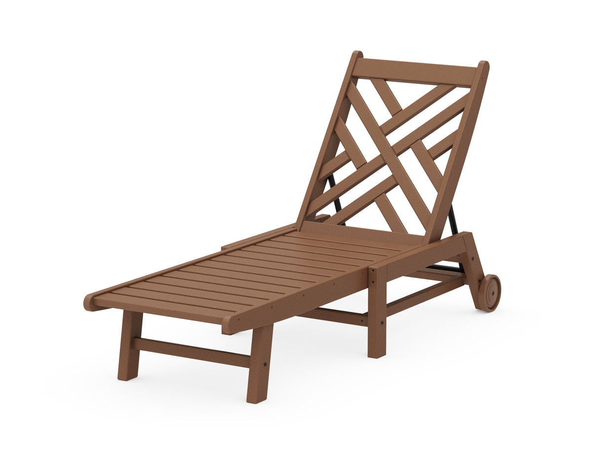 POLYWOOD Chippendale Chaise with Wheels in Teak