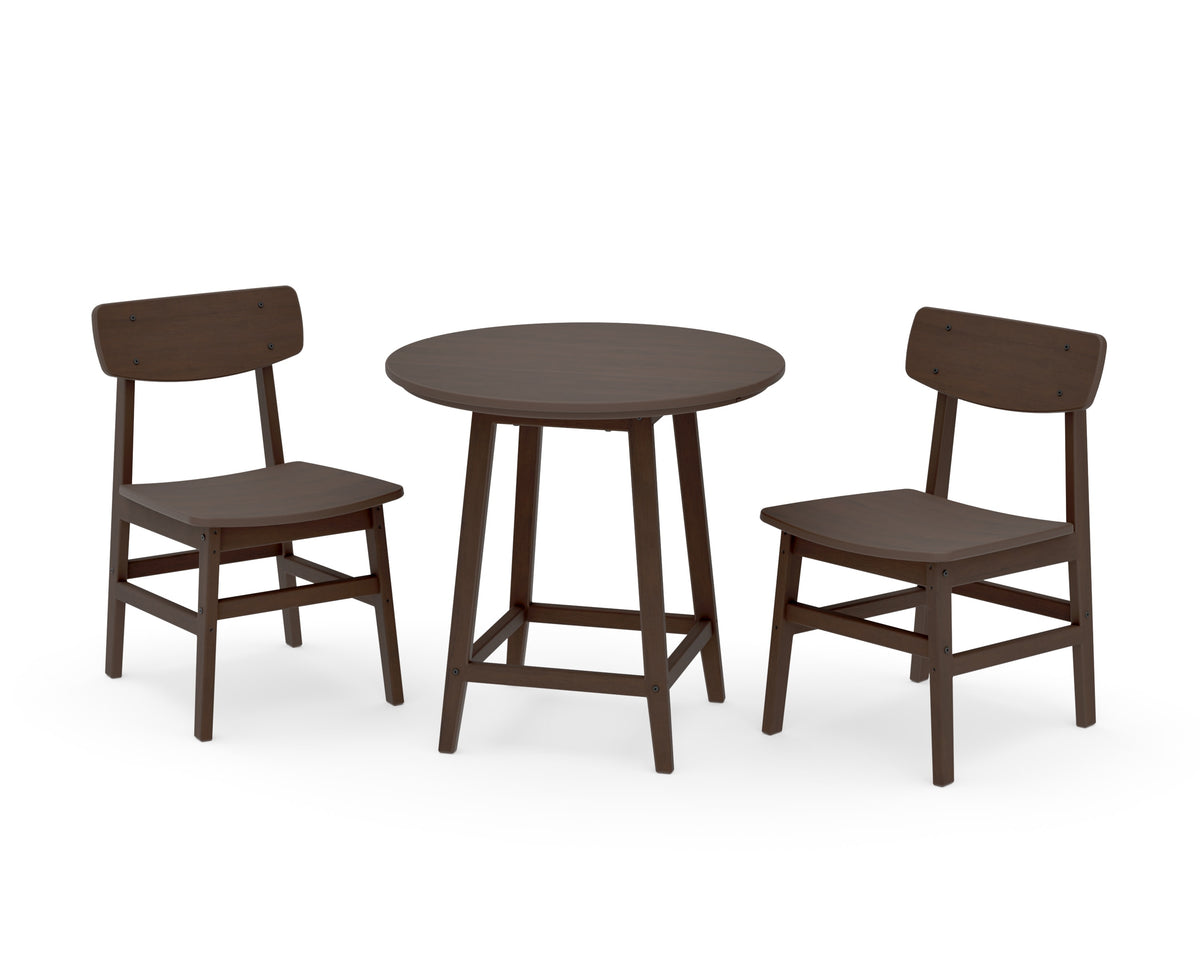 POLYWOOD Modern Studio Urban Chair 3-Piece Round Bistro Dining Set in Kona