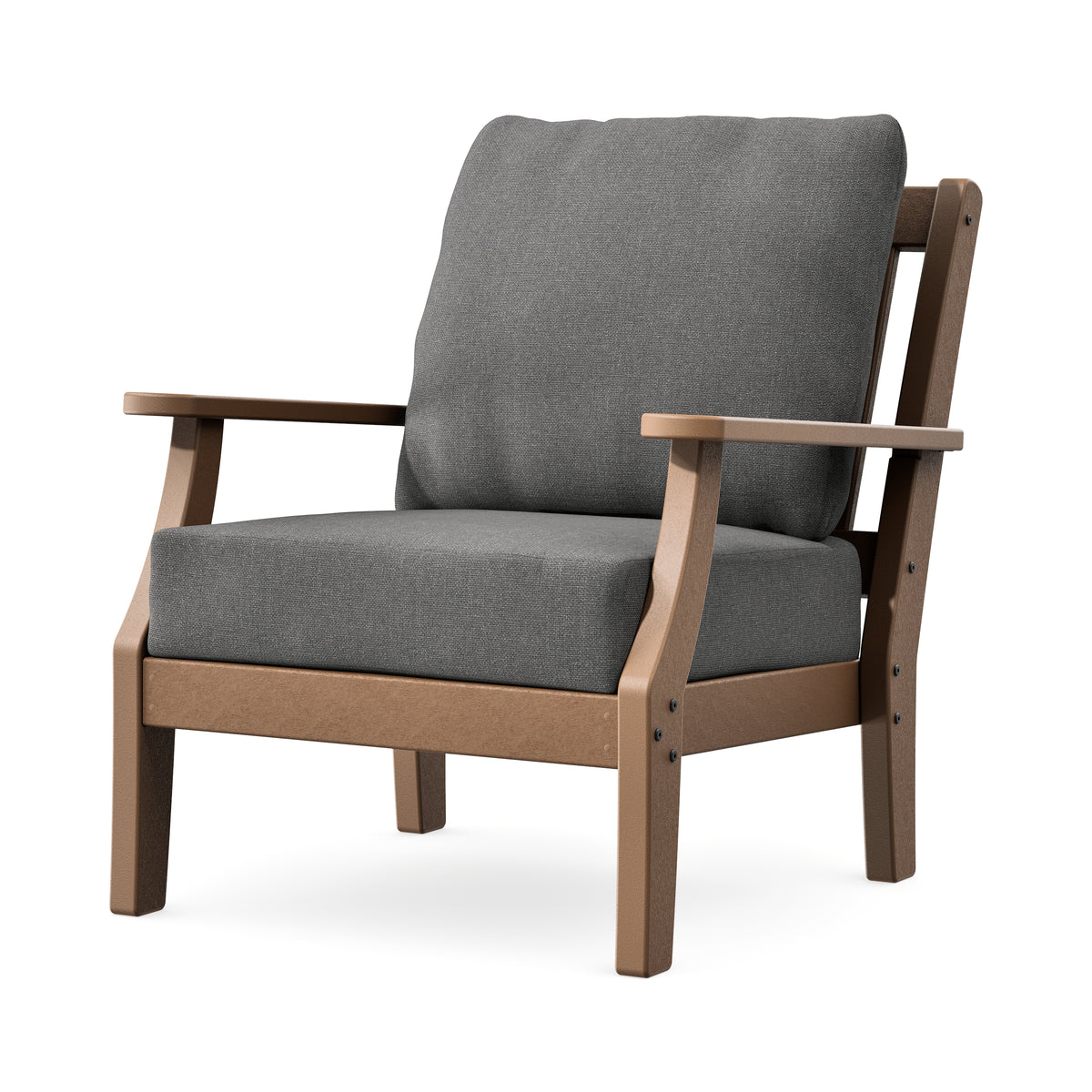 POLYWOOD Chinoiserie Deep Seating Chair in Teak / Ash Charcoal
