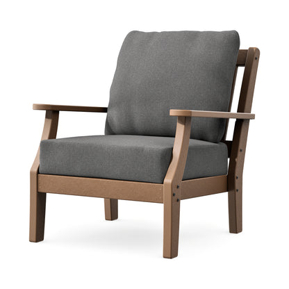 POLYWOOD Chinoiserie Deep Seating Chair in Teak / Ash Charcoal