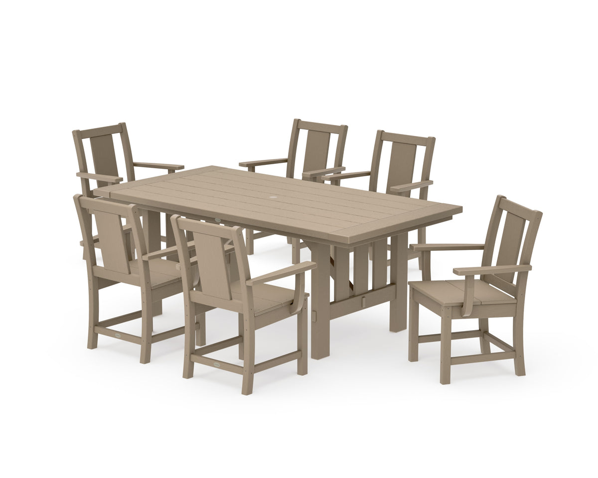 POLYWOOD Prairie Arm Chair 7-Piece Mission Dining Set in Vintage Sahara