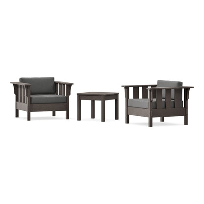 POLYWOOD Acadia 3-Piece Deep Seating Set in Vintage Coffee