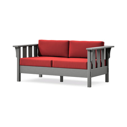 POLYWOOD Acadia Deep Seating Loveseat in Slate Grey / Crimson Linen