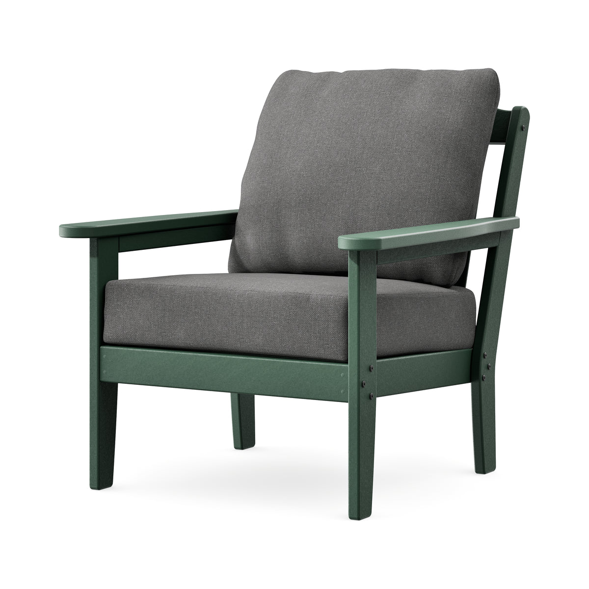 POLYWOOD Cottage Deep Seating Chair in Green / Ash Charcoal