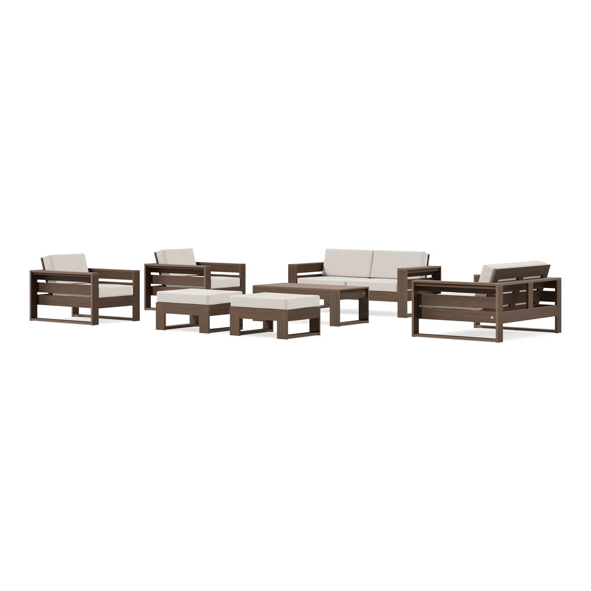 POLYWOOD PW Designer Series Latitude 7-Piece Lounge Loveseat Set in Kona / Dune Burlap