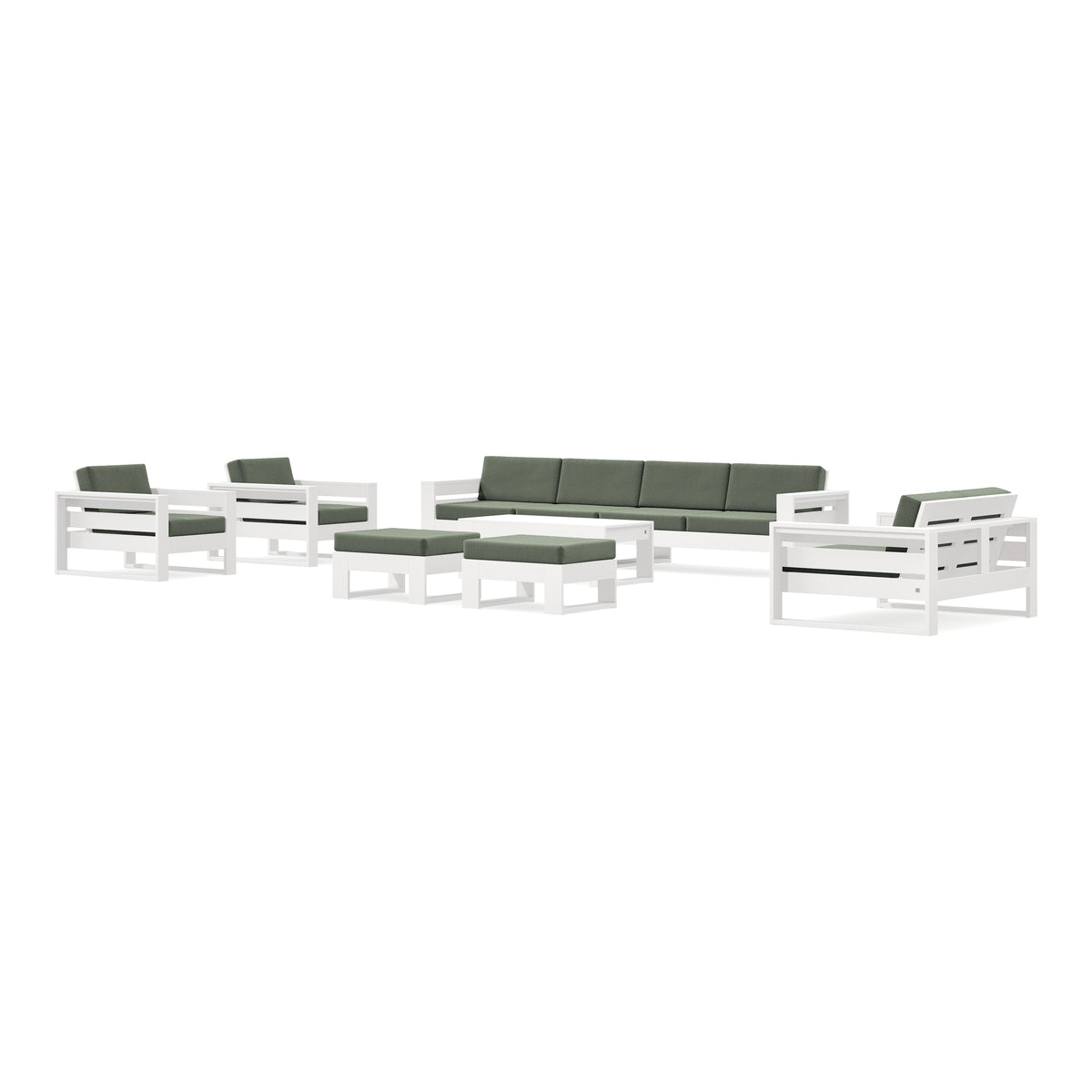 POLYWOOD PW Designer Series Latitude 8-Piece Lounge Sofa Set in Vintage White / Cast Sage