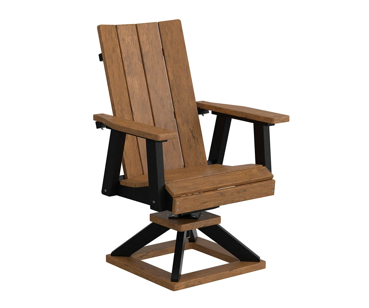 Berlin Gardens SOL Swivel Rocker Dining Chair, cedar seat and back on a black swivel base