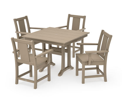 POLYWOOD Prairie 5-Piece Farmhouse Dining Set with Trestle Legs in Vintage Sahara