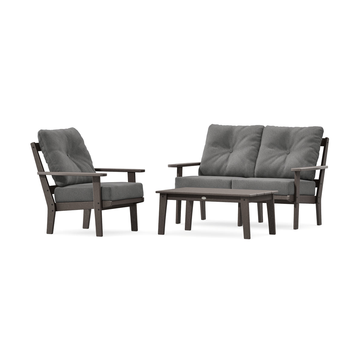 POLYWOOD Prairie 3-Piece Deep Seating Set with Loveseat in Vintage Coffee