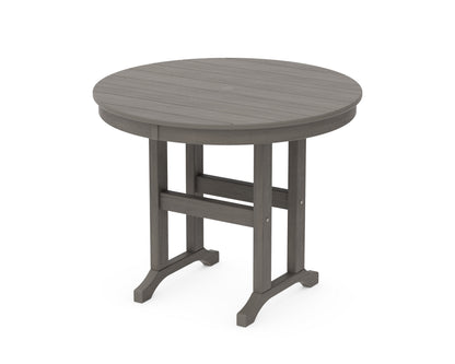 POLYWOOD 36" Round Farmhouse Dining Table in Driftwood