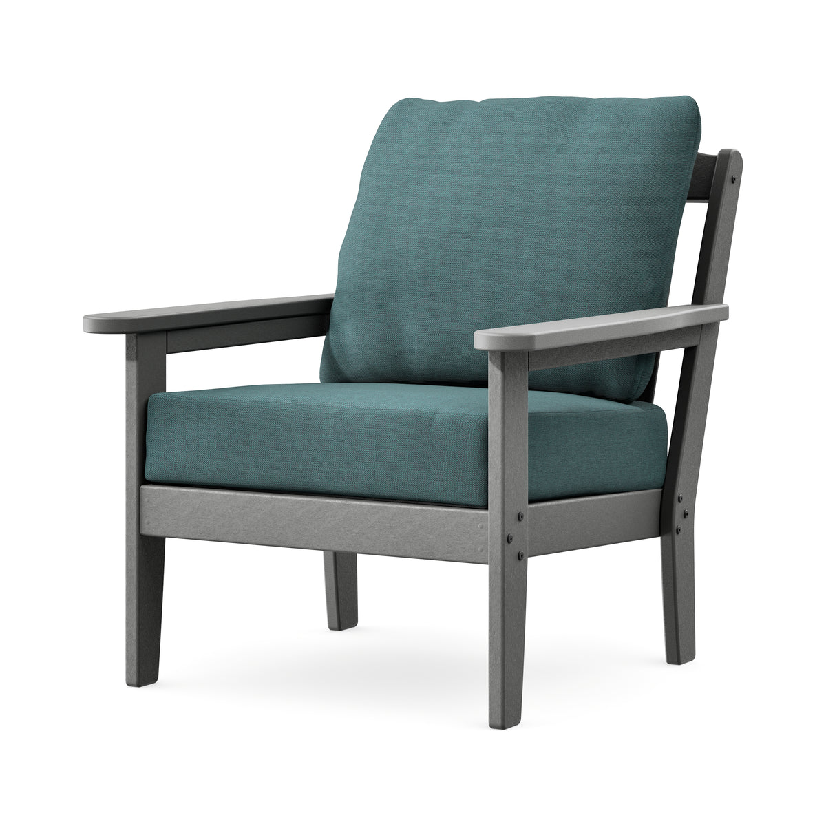 POLYWOOD Cottage Deep Seating Chair in Slate Grey / Ocean Teal