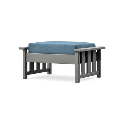 POLYWOOD Acadia Deep Seating Ottoman in Slate Grey / Sky Blue