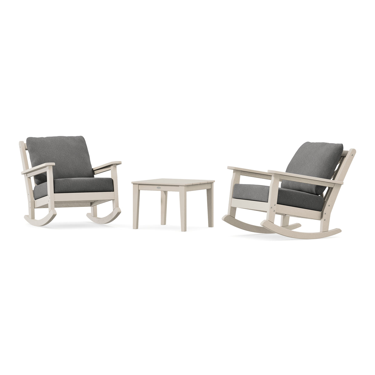 POLYWOOD Chippendale 3-Piece Deep Seating Rocker Set in Sand