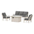 POLYWOOD Braxton Deep Seating Fire Pit Table Set in Sand