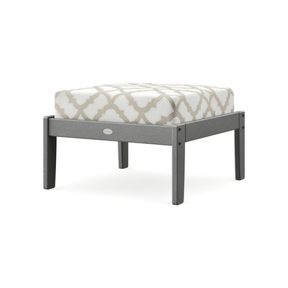 POLYWOOD Braxton Deep Seating Ottoman in Slate Grey / Trellis Dune Burlap