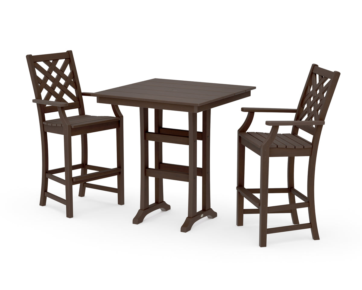 POLYWOOD Country Living Wovendale 3-Piece Farmhouse Bar Set with Trestle Legs in Kona