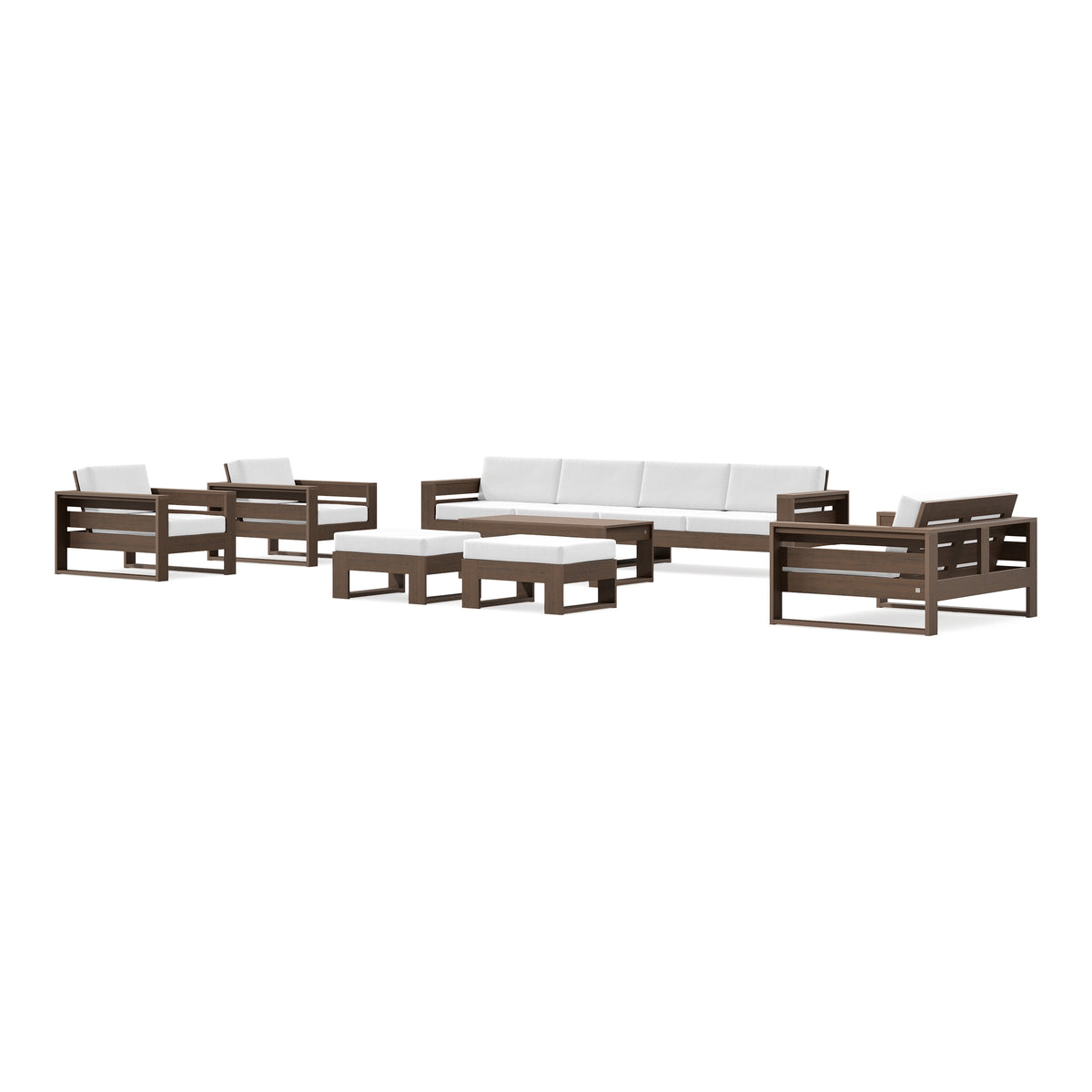 POLYWOOD PW Designer Series Latitude 8-Piece Lounge Sofa Set in Kona / Natural