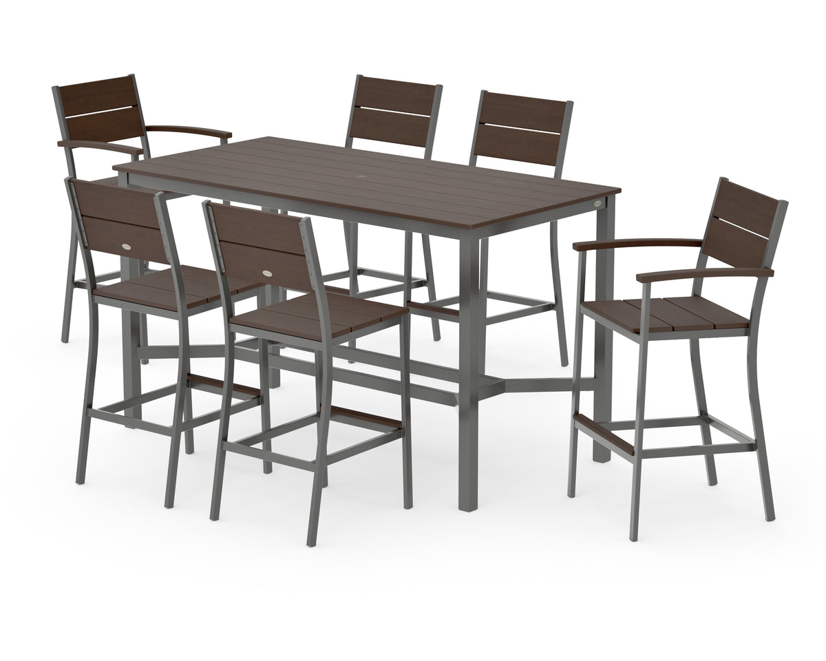 POLYWOOD Main Street 7-Piece Bar Set in Charcoal / Kona