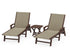 POLYWOOD 3-Piece Coastal Woven Chaise with Arms Lounge Set in Mahogany / Dune Grass