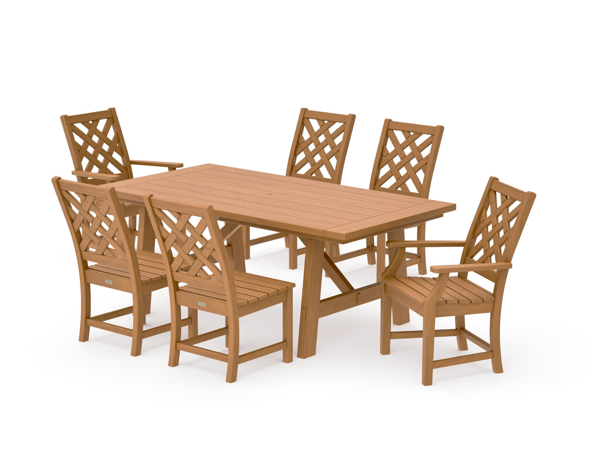 POLYWOOD Wovendale 7-Piece Rustic Farmhouse Dining Set in Natural