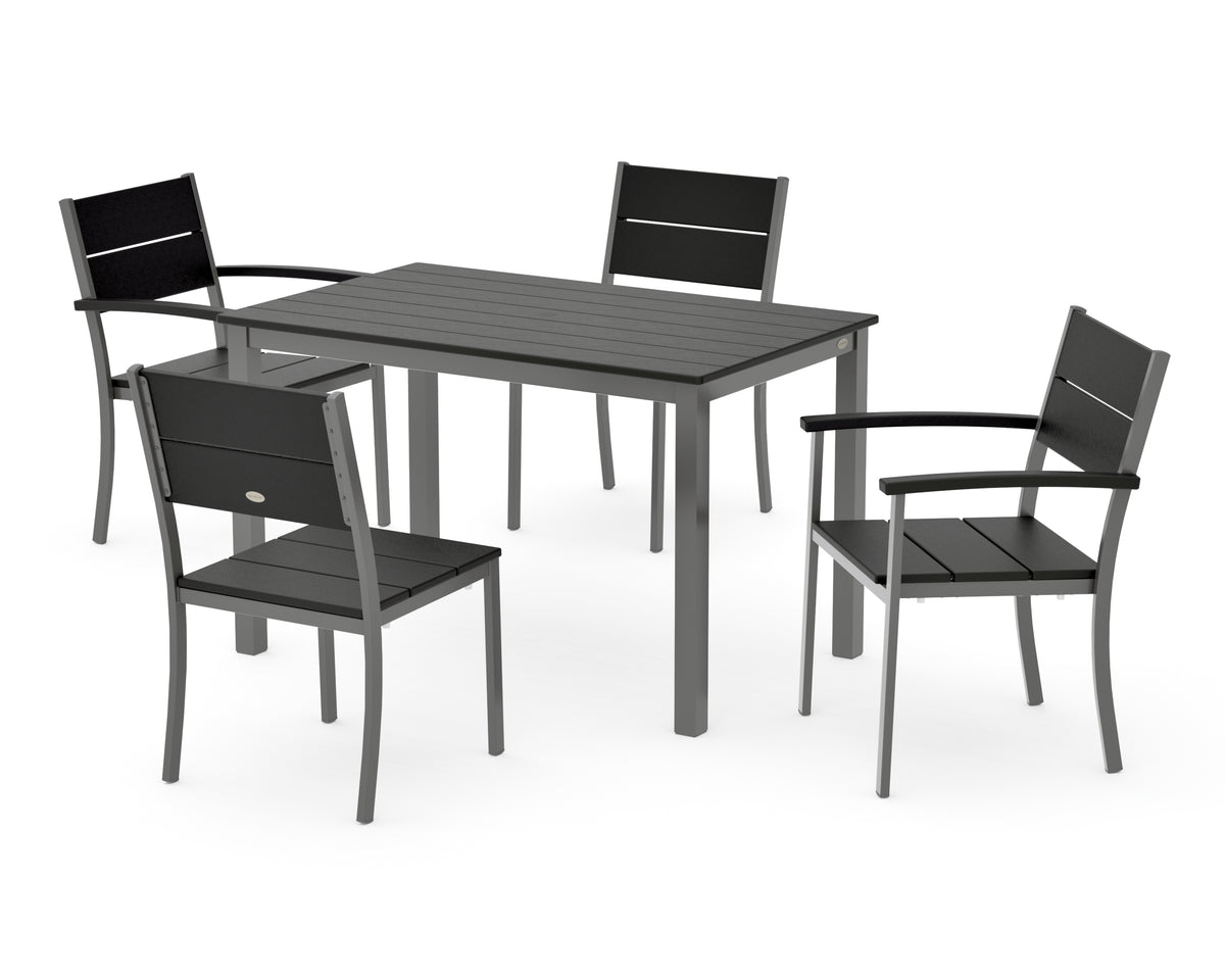 POLYWOOD Main Street 5-Piece Dining Set with Main Street 30 x 48 Dining Table in Charcoal / Black