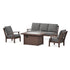 POLYWOOD Braxton Deep Seating Fire Pit Table Set in Mahogany