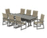 POLYWOOD EDGE Woven High-Back 9-Piece Farmhouse Dining Set with Trestle Legs in Slate Grey / Dune Grass
