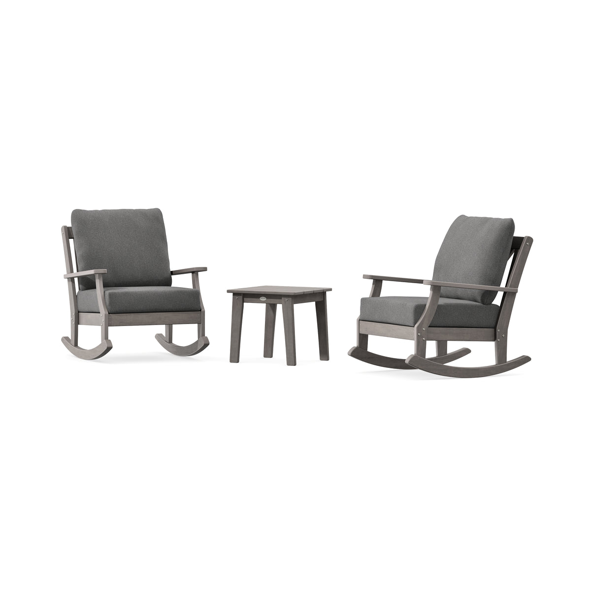 POLYWOOD Braxton 3-Piece Deep Seating Rocker Set in Driftwood