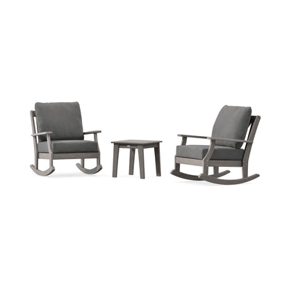 POLYWOOD Braxton 3-Piece Deep Seating Rocker Set in Driftwood
