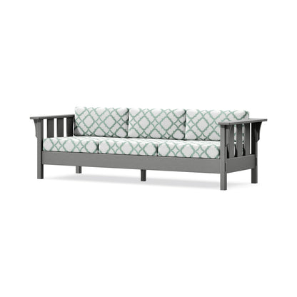 POLYWOOD Acadia Deep Seating Sofa in Slate Grey / Trellis Glacier Spa