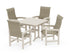 POLYWOOD Coastal Woven High-Back 5-Piece Farmhouse Dining Set in Sand / Dune Grass